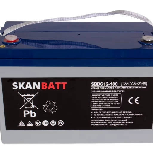 SKANBATT GEL Deep Cycle Batteri 12V 100AH (328x169x222mm) +venstre