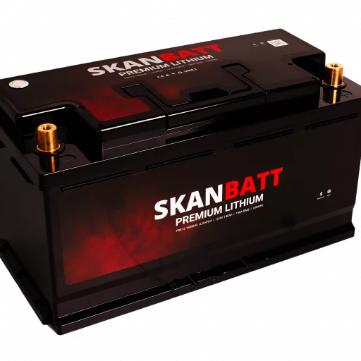 SKANBATT Premium Lithium - 12V 180Ah 160A BMS - 354x176x187mm - Bluetooth - Heat - 8 Års garanti
