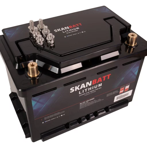 SKANBATT Lithium Batteri 12V 100Ah 100A BMS - Bluetooth - Bobil - 279x176x190mm - Small