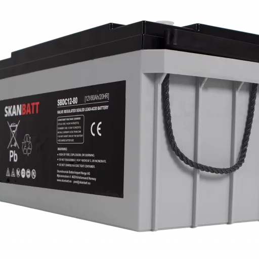 SKANBATT AGM Deep Cycle Batteri 12V 80AH C20 (350x167x182mm) +venstre