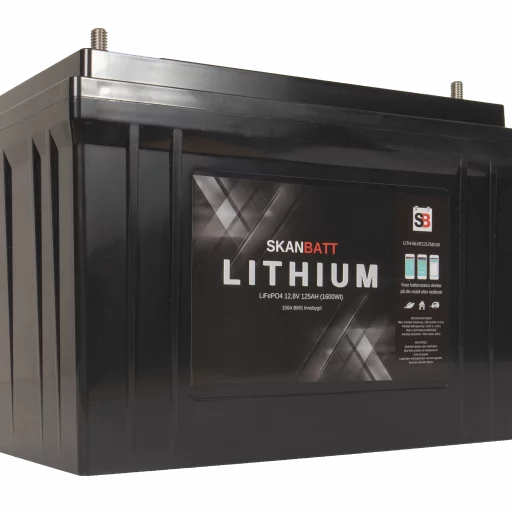 SKANBATT Bluetooth Lithium Batteri 12V 125AH 150A BMS - 8 års garanti