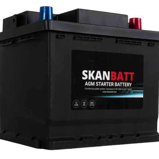SKANBATT AGM Startbatteri 12V 50AH 560CCA (206x175x190mm) +R