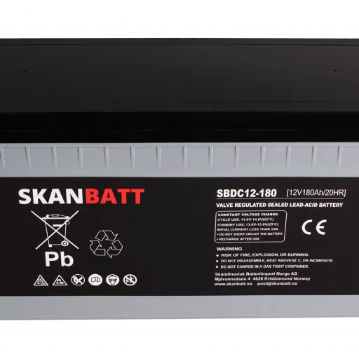 SKANBATT AGM Deep Cycle Batteri 12V 180AH C10 (530x209x219mm) +høyre