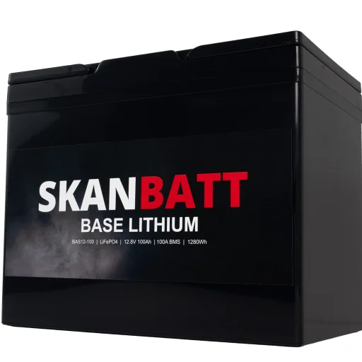 SKANBATT Base Lithium Small - 12V 100Ah 100A BMS - 260x169x211mm - 3 Års garanti