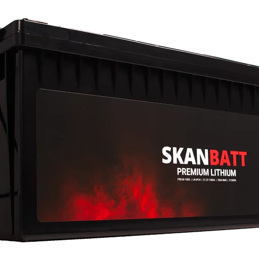 SKANBATT Premium Lithium - 48V 100Ah 100A BMS - 522x268x218mm - Bluetooth - 8 Års garanti