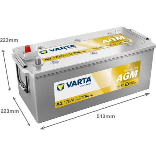 VARTA Promotive AGM Batteri 12V 170AH 1000CCA EN (513x223x223mm) +venstre A2