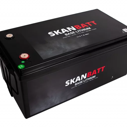 SKANBATT Base Lithium Batteri - 48V 100AH 100A BMS - 522x268x218mm - Bluetooth - 3 Års garanti