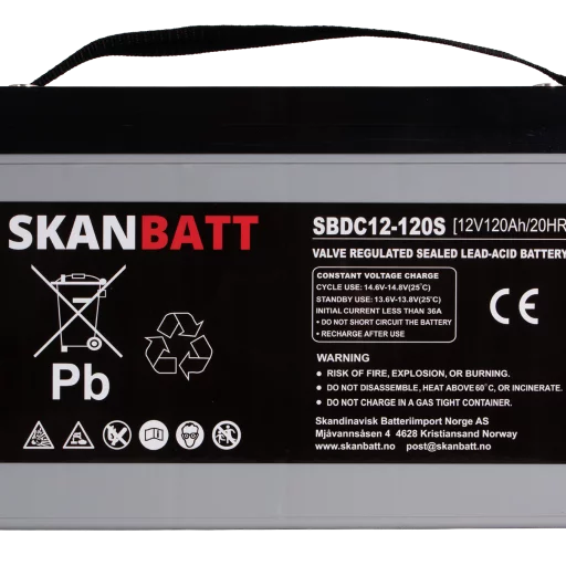 SKANBATT AGM Deep Cycle Batteri 12V 120AH C10 (328x172x222mm) +venstre