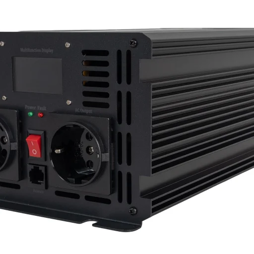 SKANBATT Inverter 12V 2000W Ren Sinus med Nettprioritering og Trådløs Fjernkontroll 415x165x120mm