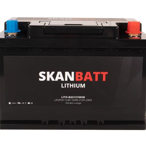 SKANBATT Lithium Batteri 12V 104AH 100A BMS (279x175x190mm) - Small
