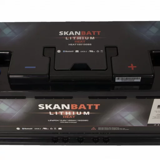 SKANBATT Lithium HEAT Batteri 12V 150AH 150A BMS - Bobil - Bluetooth