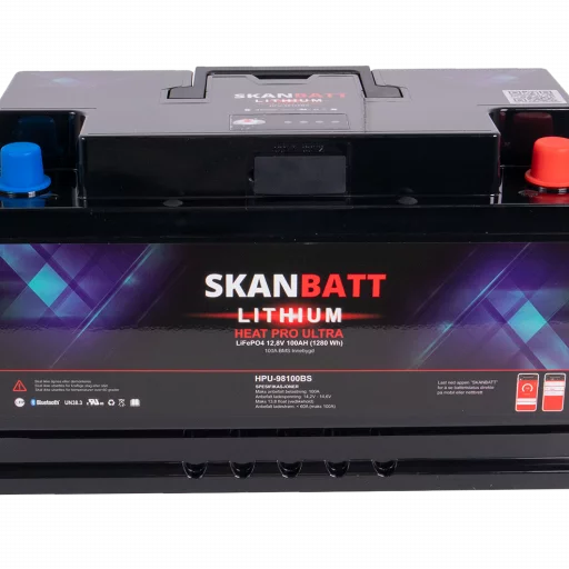 SKANBATT Lithium HEAT PRO 'Ultra' 12V 100AH - CAN Bus - 300A (<3s) - 8 års garanti - BOBILBATTERIET