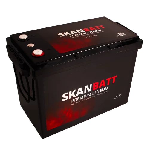 SKANBATT Premium Lithium - 12V 280Ah 200A BMS - 384x204x268mm - Bluetooth - Heat - 8 Års garanti