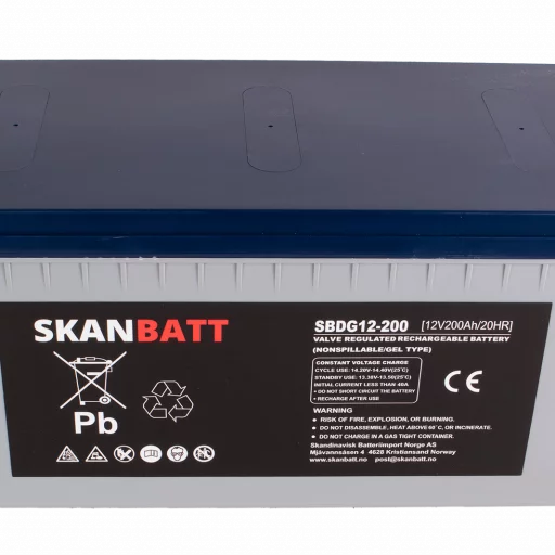 SKANBATT GEL Deep Cycle Batteri 12V 200AH (522x240x223mm) +høyre