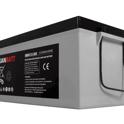 SKANBATT AGM Deep Cycle Batteri 12V 260AH C10 (520x268x220mm) +høyre