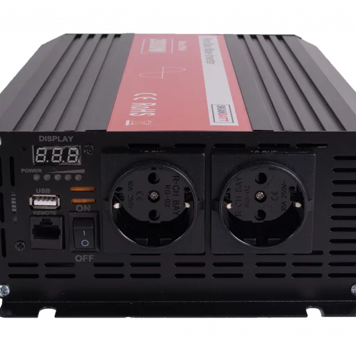 SKANBATT Inverter 12V 2000W Ren Sinus m/Kablet Fjernkontroll