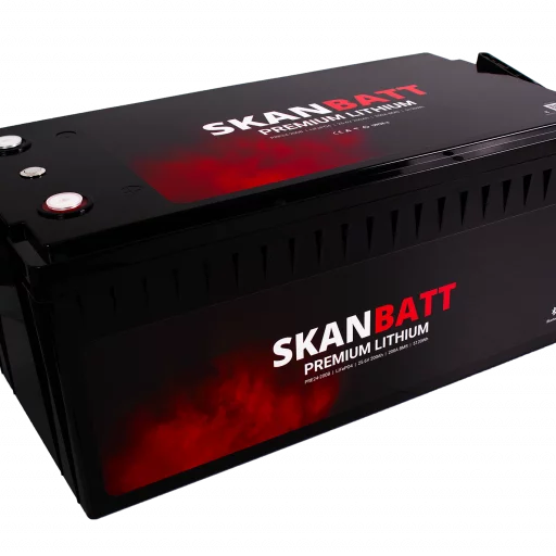 SKANBATT Premium Lithium - 24V 200Ah 200A BMS - 522x268x218mm - Bluetooth - 8 Års garanti