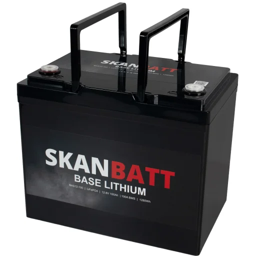 SKANBATT Base Lithium Small - 12V 100Ah 100A BMS - 260x169x211mm - 3 Års garanti