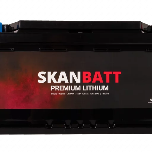 SKANBATT Premium Lithium - 12V 100Ah 100A BMS - 359x178x188mm - Bluetooth - Heat  - 8 Års garanti - Bobil