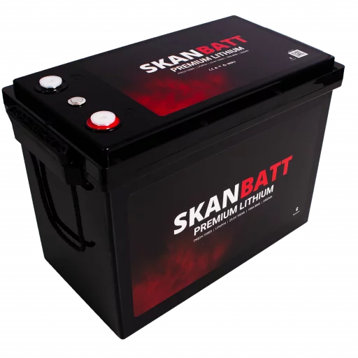 SKANBATT Premium Lithium - 24V 100Ah 100A BMS - 384x204x268mm - Bluetooth - 8 Års garanti