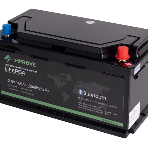 IMPROVE Lithium Batteri 12V 160Ah (LiFePO4) BMS 150A - BOBIL - HEAT - Bluetooth