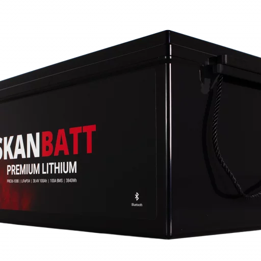 SKANBATT Premium Lithium - 36V 100Ah 100A BMS - 522x268x218mm - Bluetooth - 8 Års garant