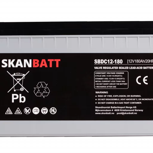 SKANBATT AGM Deep Cycle Batteri 12V 180AH C10 (530x209x219mm) +høyre