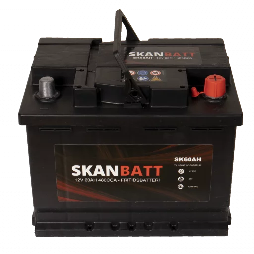 SKANBATT Fritidsbatteri 12V 60AH 480CCA (242x175x190/190mm) +høyre