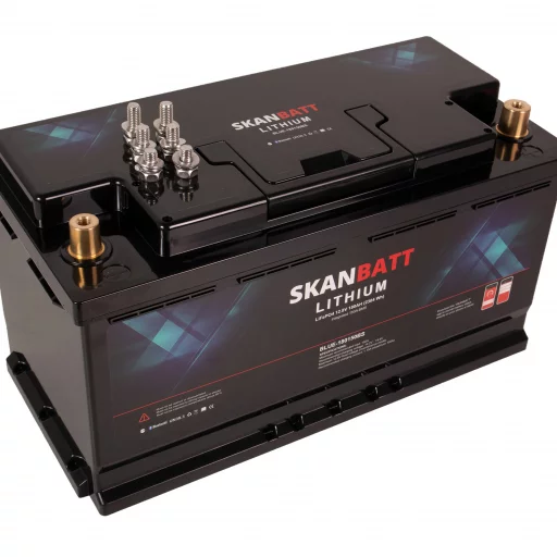 SKANBATT Lithium Batteri 12V 180Ah 150A BMS - Bluetooth - Bobil - 355x176x190mm