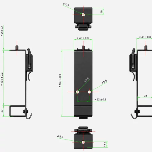 Rackfester for Skanbatt PRE48-100 3U (1sett)