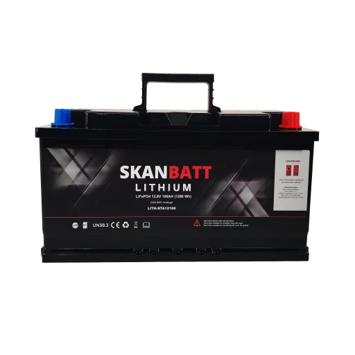 SKANBATT Lithium Start- og forbruksbatteri 12V 100Ah 1500CA - Bluetooth