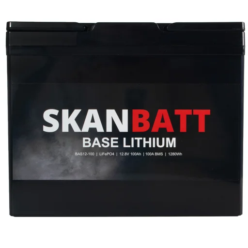 SKANBATT Base Lithium Small - 12V 100Ah 100A BMS - 260x169x211mm - 3 Års garanti