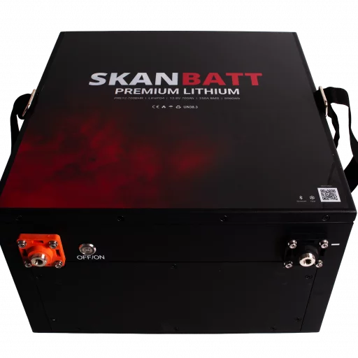 SKANBATT Premium Lithium - 12V 700Ah 250A BMS - 380x360x220mm - Bluetooth - Heat - 8 Års garanti - "Under setet" modell