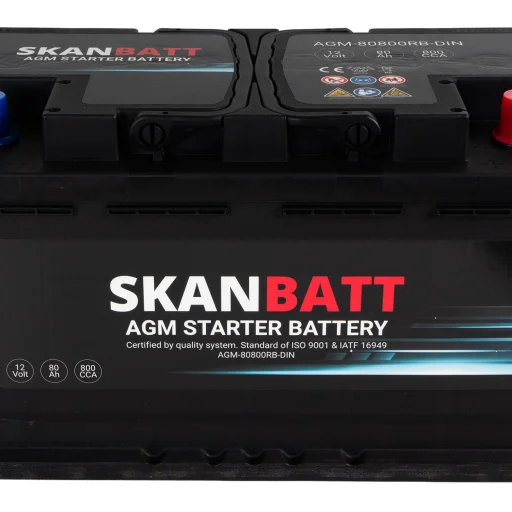 SKANBATT AGM Startbatteri 12V 80AH 800CCA (315x175x190mm) +R