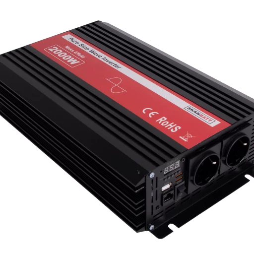 SKANBATT Inverter 12V 2000W Ren Sinus m/Kablet Fjernkontroll