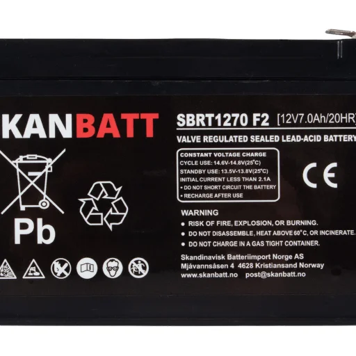 SKANBATT AGM Batteri 12V 7AH (151x65x94mm) F2