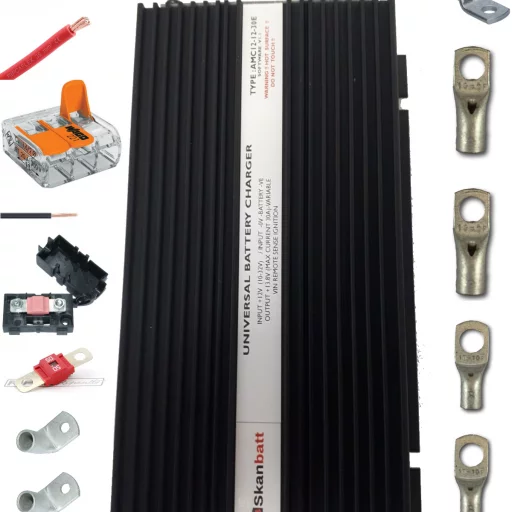 SKANBATT Fricampingpakke - 35A Dynamo Hurtiglader m/blåtann - DCDC for alle bobiler