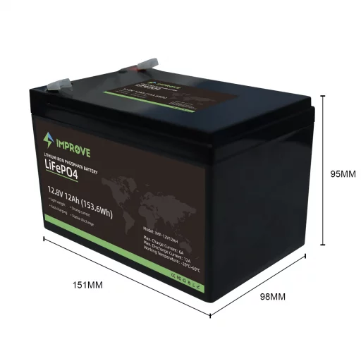 IMPROVE Lithium Batteri 12V 12Ah (LiFePO4) BMS 10A