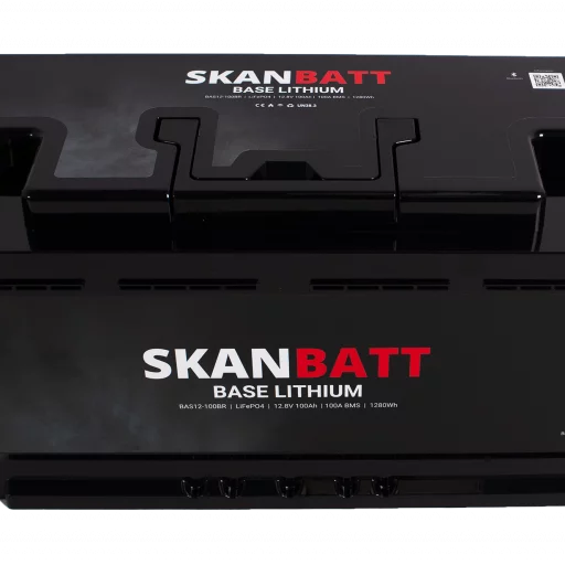 SKANBATT Base Lithium - 12V 100Ah 100A BMS - 352x175x190mm - Bluetooth - 3 Års garanti - Bobil