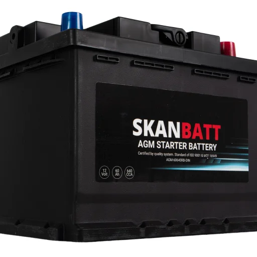SKANBATT AGM Startbatteri 12V 60AH 640CCA (242x175x190mm) +R
