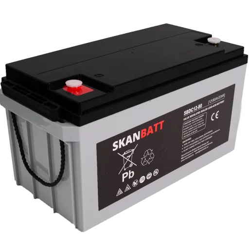 SKANBATT AGM Deep Cycle Batteri 12V 80AH C20 (350x167x182mm) +venstre