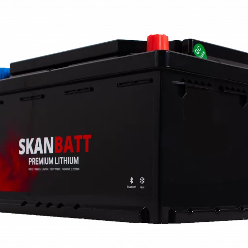 SKANBATT Premium Lithium - 12V 178Ah 160A BMS - 354x176x187mm - Bluetooth - Heat - 8 Års garanti