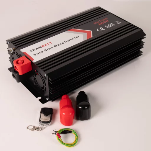 SKANBATT Inverter 12V 2000W  Ren Sinus m/Trådløs Fjernkontroll
