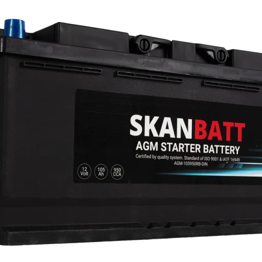 SKANBATT AGM Startbatteri 12V 105AH 950CCA (393x175x190mm) +R