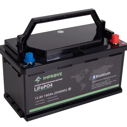 IMPROVE Lithium Batteri 12V 160Ah (LiFePO4) BMS 150A - BOBIL - HEAT - Bluetooth