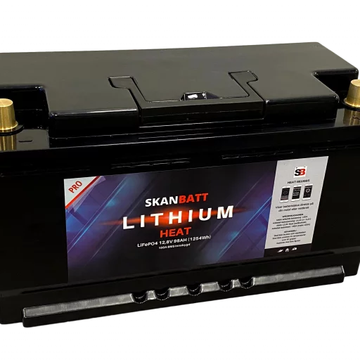 SKANBATT Lithium HEAT 12V 96AH 100A BMS - Bobil - 5års garanti (355x176x190mm)