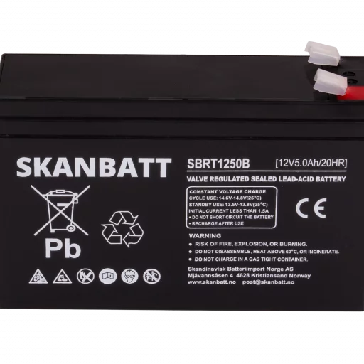 SKANBATT AGM Batteri 12V 5AH (150x50x100mm) F2