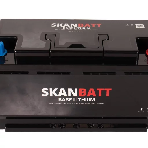 SKANBATT Base Lithium - 12V 150Ah 150A BMS - 355x175x188mm - Bluetooth - Heat - 3 Års garanti - Bobil