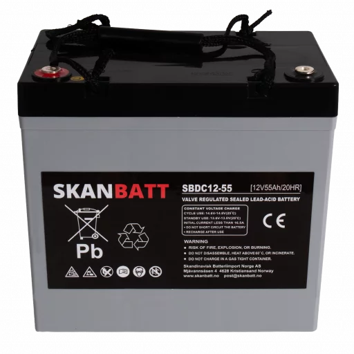 RITAR AGM Deep Cycle Batteri 12V 55AH (229x138x216mm) +venstre