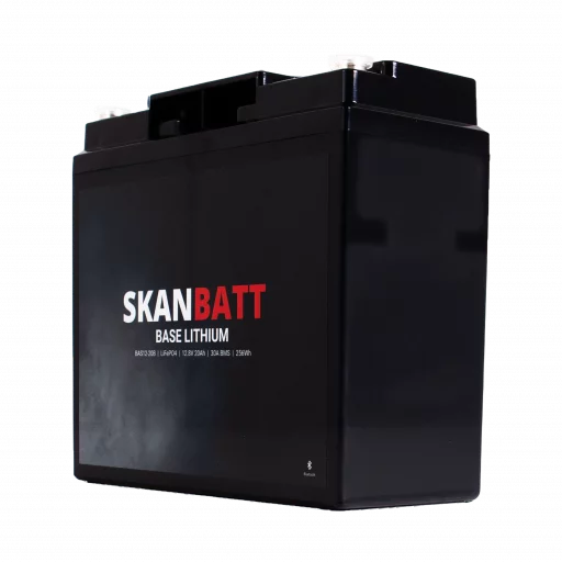SKANBATT Base Lithium - 12V 20Ah 30A BMS - 180x78x164mm - Bluetooth - 3 Års garanti